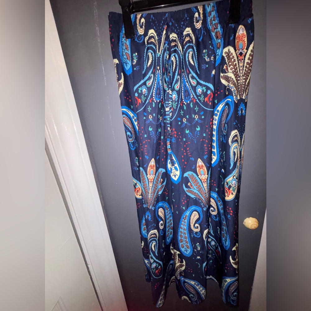 Paisley Print Pantsuit in Blue and Red
